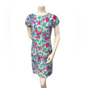 Pappagallo Pink Tropical Floral Shift Dress Size Small